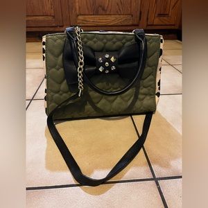 Betsey Johnson Olive Green Leopard Print Purse